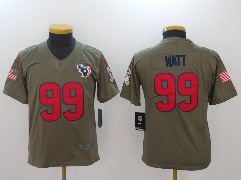 Youth Houston Texans #99 Watt Nike Olive Salute To Service Limited Nike NFL Jerseys->->Youth Jersey